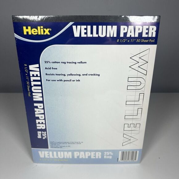Helix Vellum Tracing Paper 25% Rag  8 1/2" x 11" 50 Sheet Pad #37998 - Picture 1 of 2